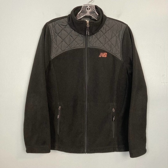 𝅺new Balance Women's Full Zip Fleece Jacket Quilted Yoke Rose Gold Logo Size M - Picture 6 of 12